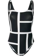 Toteme Geometric Print Swimsuit - Black