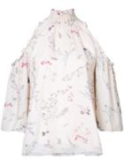 Rachel Zoe Floral Print Cold-shoulder Blouse - Nude & Neutrals