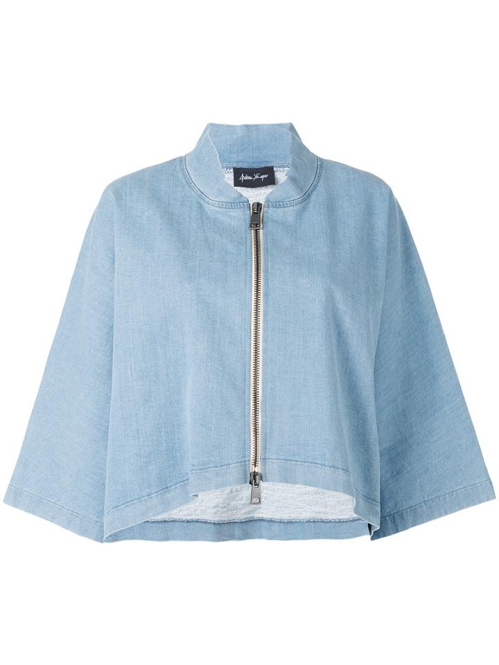 Andrea Ya'aqov - Zipped Denim Jacket - Women - Silk/cotton - M, Blue, Silk/cotton