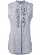 Brunello Cucinelli Ruffled Trim Shirt, Women's, Size: Xs, Grey, Cotton