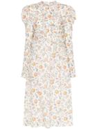 Wright Le Chapelain Liberty Floral Print Poof Shoulder Dress - White