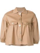 Vivetta Ruffled Cropped Jacket, Women's, Size: 38, Brown, Cotton/spandex/elastane