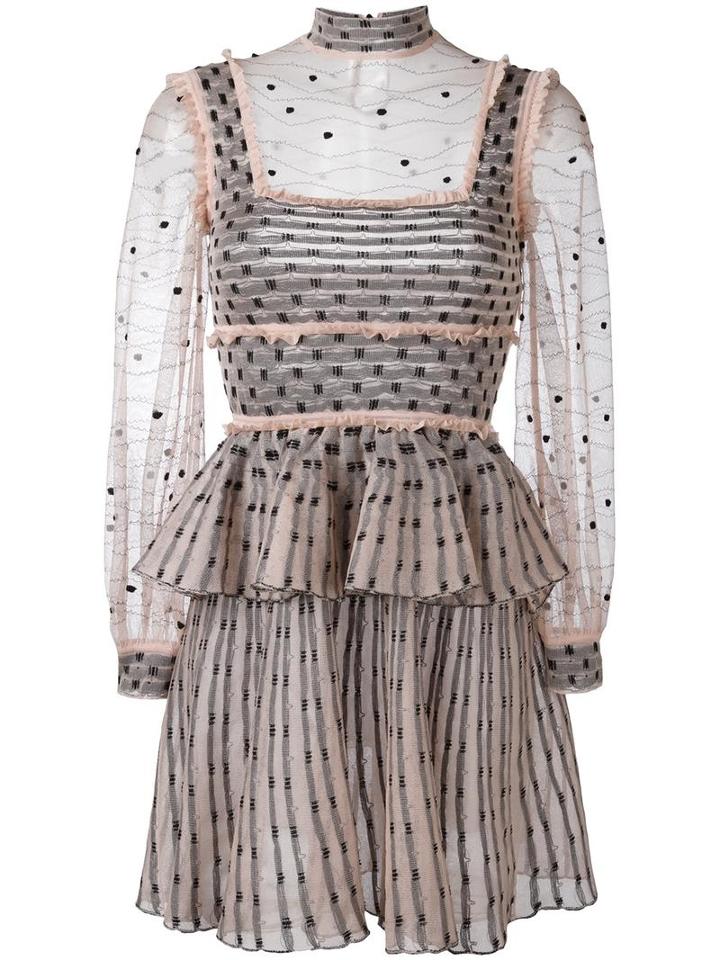 Alexander Mcqueen Patchwork Sheer Lace Mini Dress, Women's, Size: Small, Nude/neutrals, Silk/wool/viscose/metallic Fibre