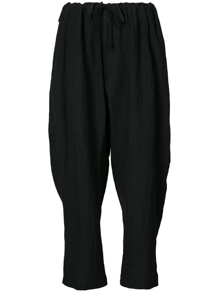 Yohji Yamamoto Oversized Cropped Trousers - Black