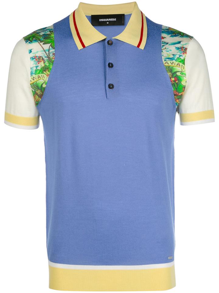 Dsquared2 Colourblock Printed Polo Shirt - Multicolour