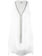 Brunello Cucinelli V-neck Top, Women's, Size: Large, White, Silk/brass