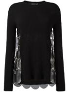 Rochas Ribbed Trim Sweatshirt, Women's, Size: 40, Black, Cotton/polyamide/silk