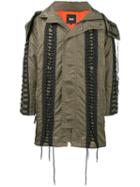 Ktz Lace-up Hooded Parka - Green