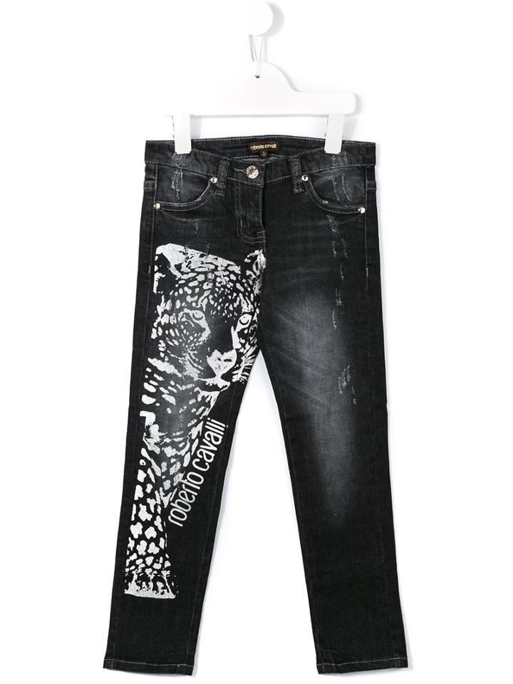 Roberto Cavalli Kids Leopard Print Jeans, Girl's, Size: 12 Yrs, Grey