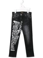Roberto Cavalli Kids Leopard Print Jeans, Girl's, Size: 12 Yrs, Grey