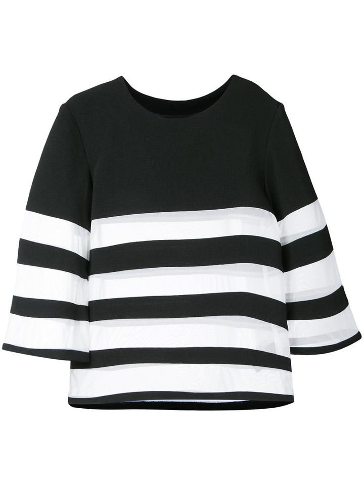 Robert Wun - Mesh Panel Top - Women - Polyester/spandex/elastane - 10, Black, Polyester/spandex/elastane