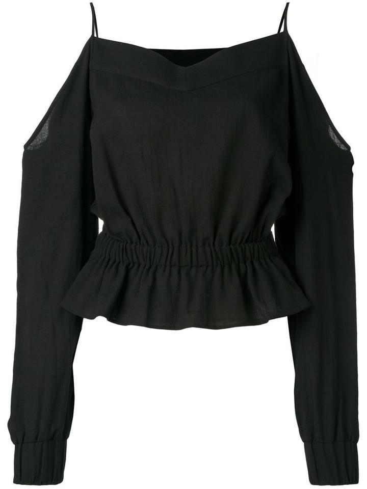 Balmain Off-shoulder Blouse, Women's, Size: 36, Black, Cotton