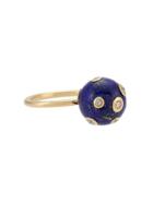 Sauer Anel Earth Mini Em Ouro Amarelo, Lápis Lázuli E Diamante - Gold