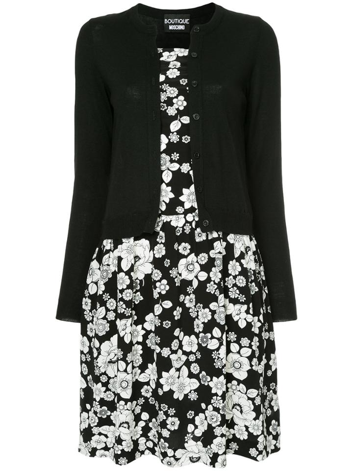 Boutique Moschino Double Layered Cardigan Dress - Black
