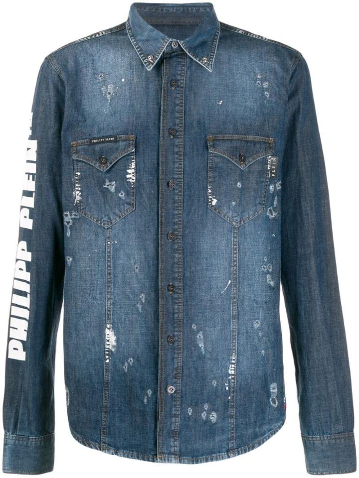Philipp Plein Button-down Denim Shirt - Blue