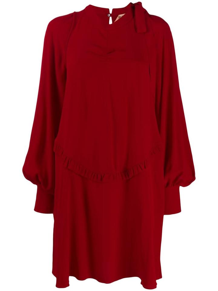 Nº21 Ruffle Trim Shift Dress - Red
