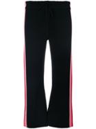 Semicouture Cropped Striped Track Pants - Black