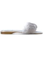 René Caovilla Fur Slides - Grey