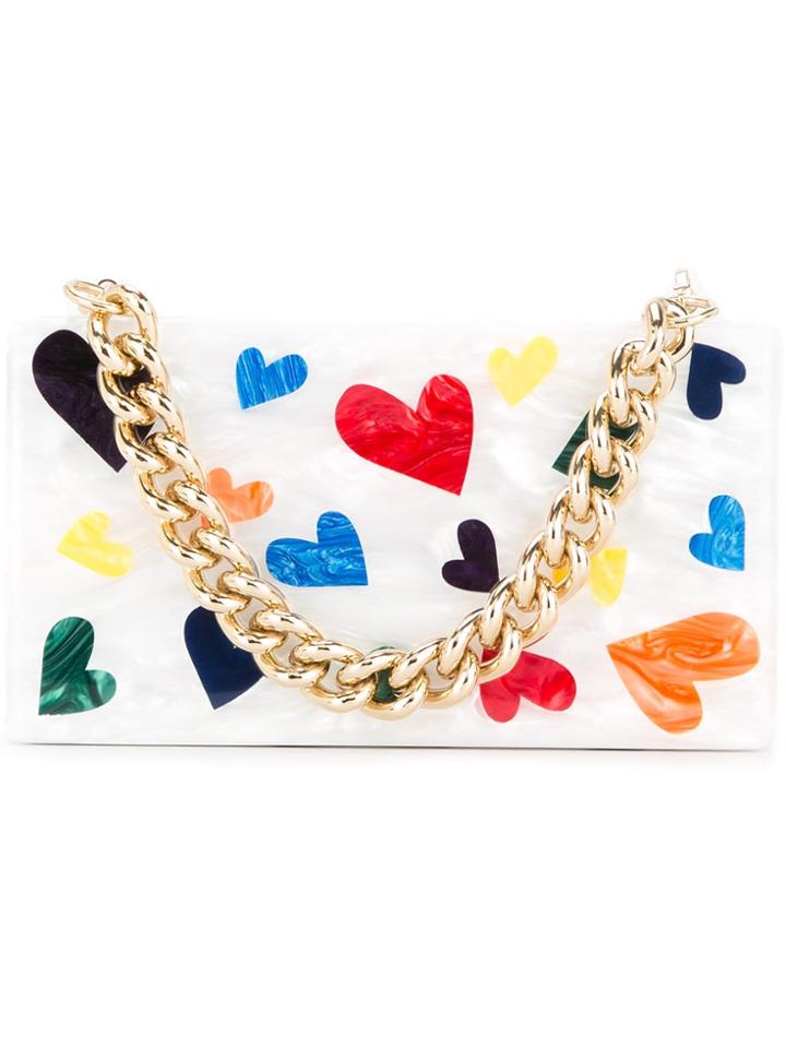 Edie Parker Jean Hearts Clutch - White