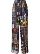 Jean Paul Gaultier Egyptian Print Wide Leg Trousers