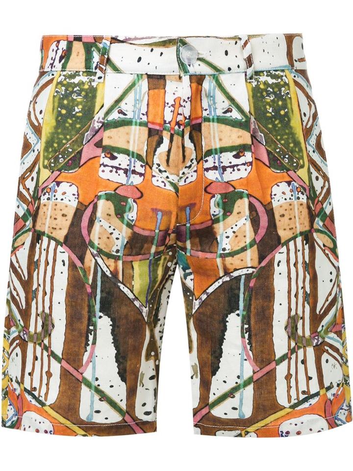 Gosha Rubchinskiy Printed Shorts, Men's, Size: Medium, White, Linen/flax