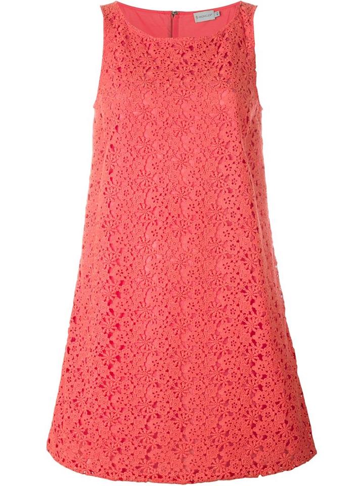 Moncler Floral Lace Shift Dress, Women's, Size: 44, Pink/purple, Polyamide/polyester/cotton