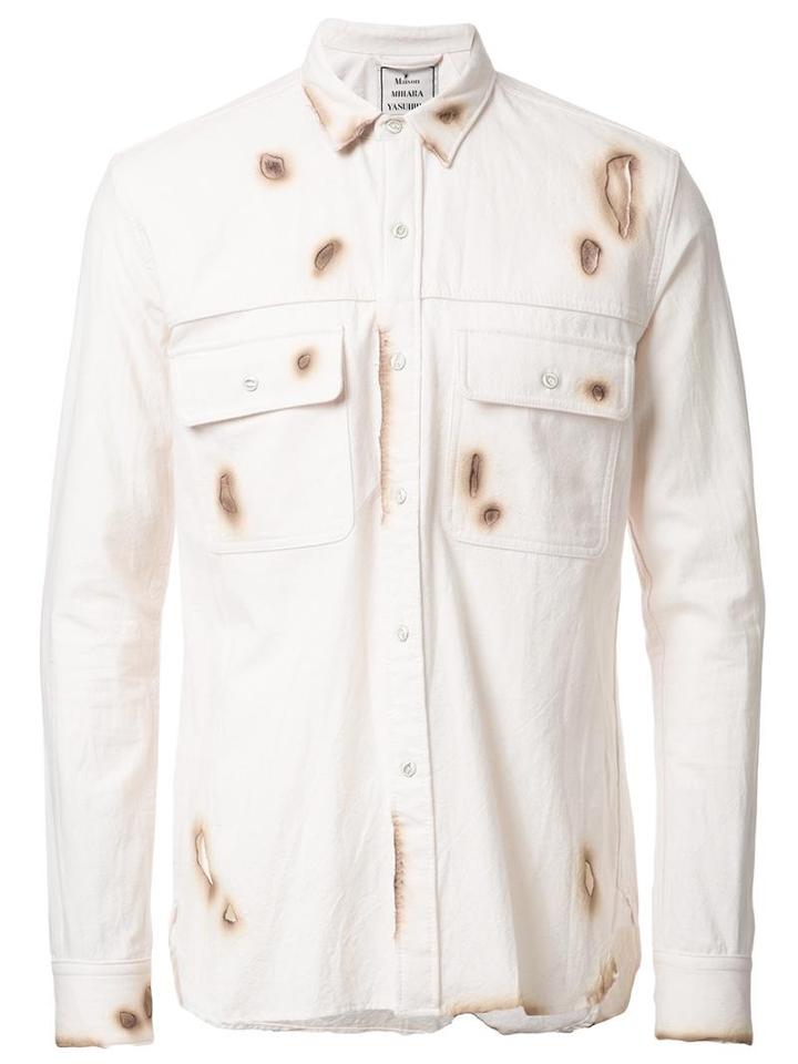 Miharayasuhiro Burnt Effect Shirt, Men's, Size: 50, White, Cotton