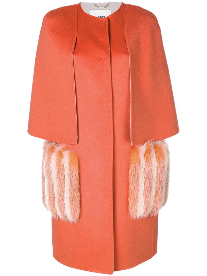 Fendi Fitted Structured Coat - Yellow & Orange