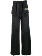 Mm6 Maison Margiela World Map Wide Leg Trousers - Black