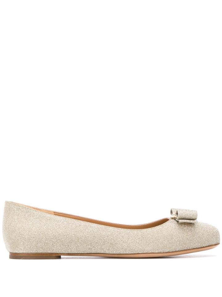 Salvatore Ferragamo Sparkle Ballerina Shoes - Gold
