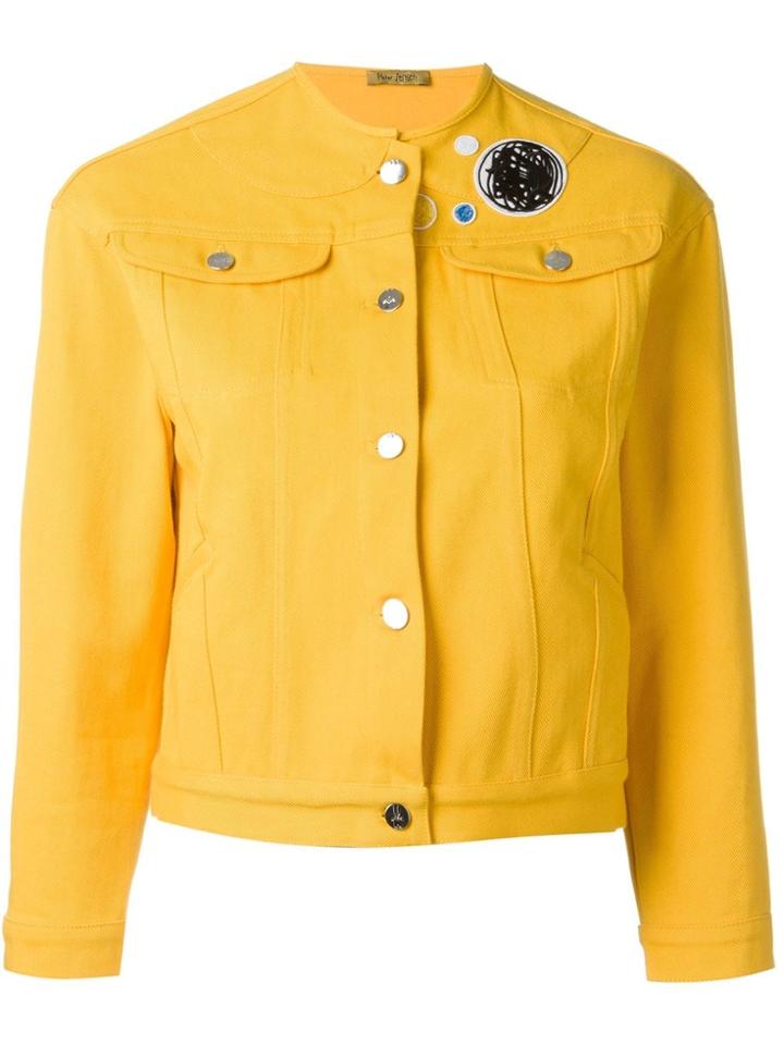 Peter Jensen Collarless Denim Jacket - Yellow & Orange