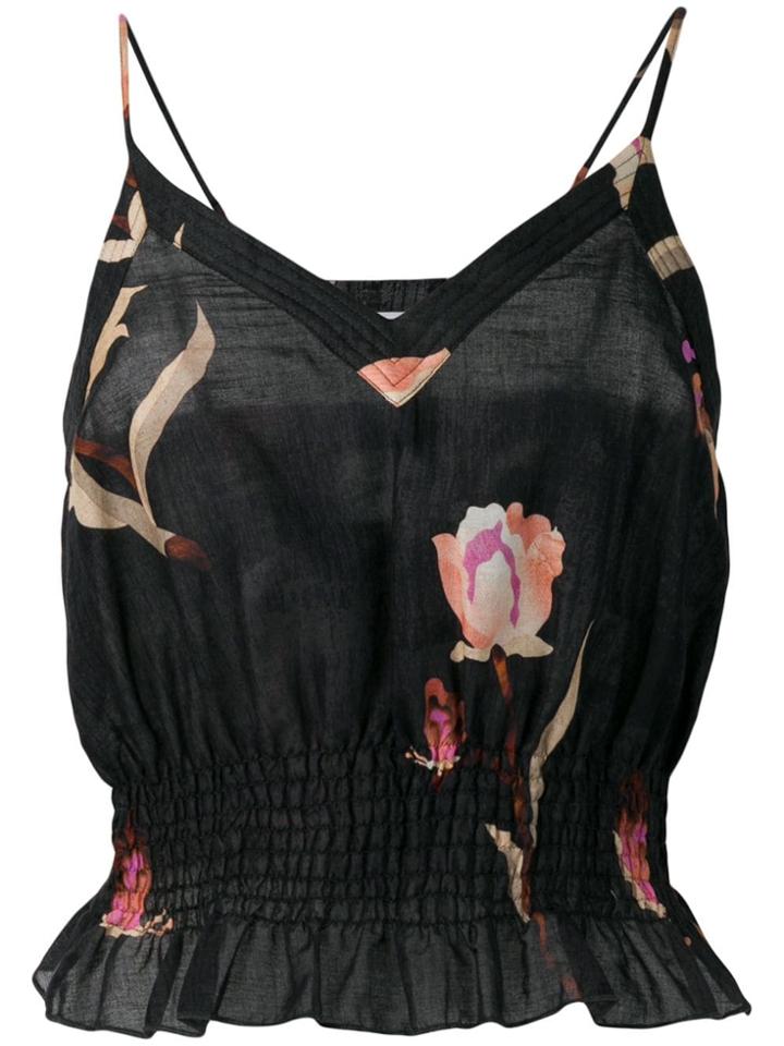 Nanushka Floral Shirred Top - Black