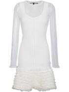 Proenza Schouler Sheer Overlay Ribbed Ruffle Mini Dress - White