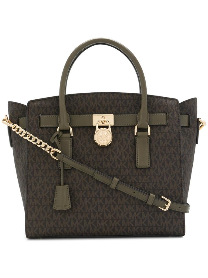 Michael Michael Kors Hamilton Large Logo Satchel - Green