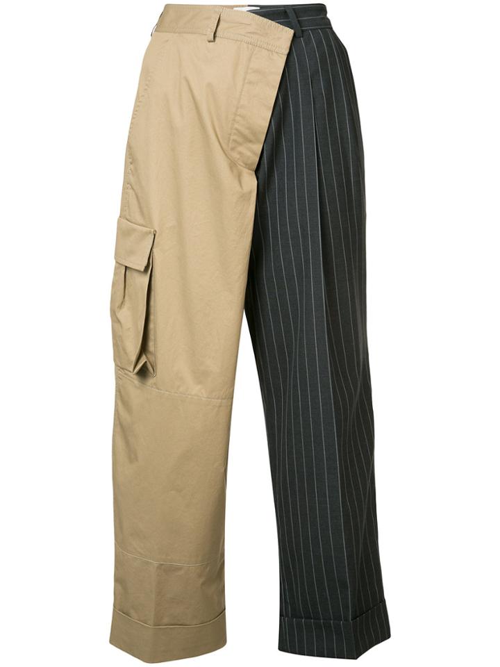 Monse Pinstripe Cargo Trousers - Nude & Neutrals