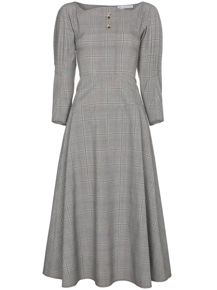 Rejina Pyo Mina Check Midi Dress - Grey
