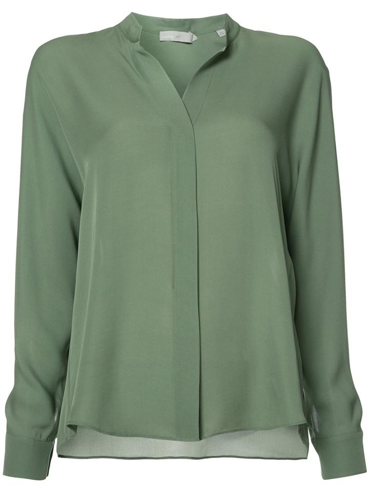 Vince - V-neck Shirt - Women - Silk - 4, Green, Silk
