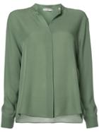 Vince - V-neck Shirt - Women - Silk - 4, Green, Silk