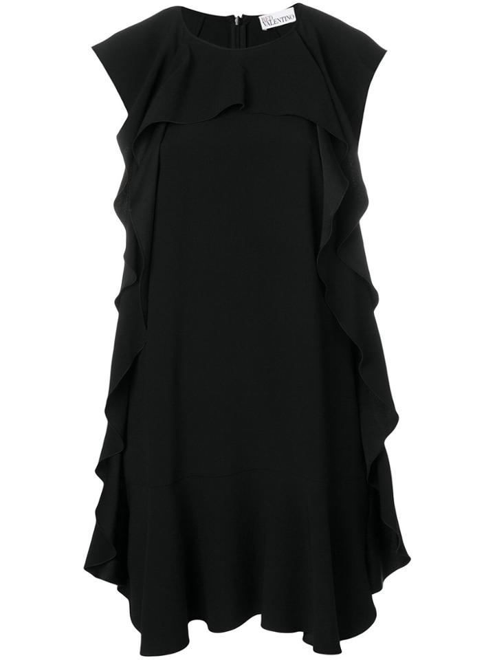 Red Valentino Ruffle Shift Dress - Black
