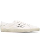 Saint Laurent Court Classic Sl/06 Embroidered Canvas Sneakers - White