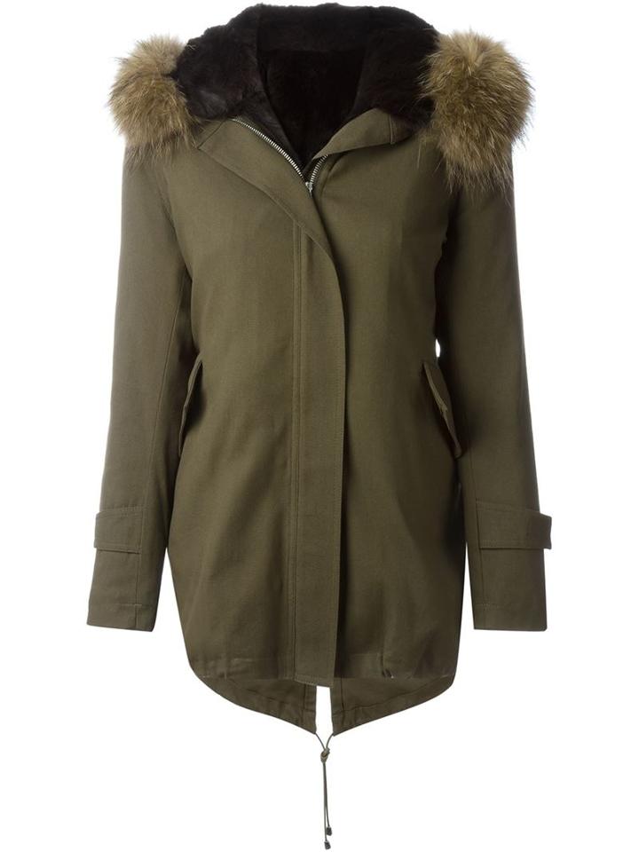 Forte Couture 'gala' Parka, Women's, Size: 40, Green, Raccoon Dog/cotton/spandex/elastane/rabbit Fur