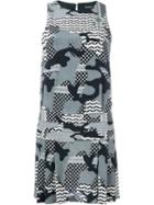 Neil Barrett Camouflage Print Dress, Women's, Size: 44, Black, Cupro/silk/spandex/elastane