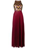 Elisabetta Franchi Embellished Pleated Dress - Red