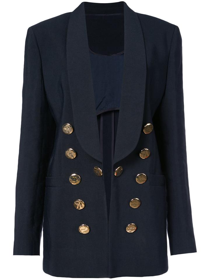 Petar Petrov Button-embellished Longline Blazer - Blue