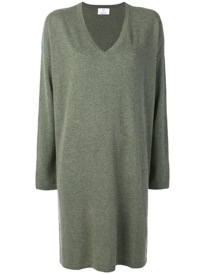 Allude V-neck Knitted Dress - Green