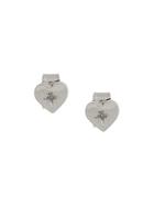 Meadowlark Grey Diamond Heart Stud Earrings - Metallic
