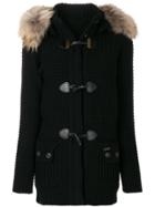 Bark Detachable Hood Chunky Cardigan - Black