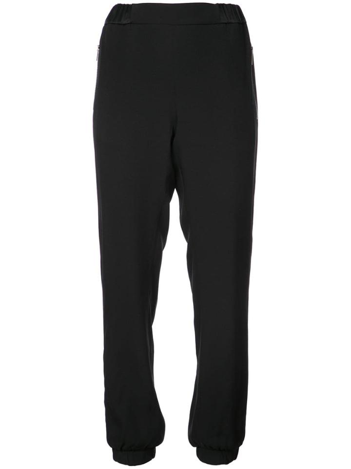 Eleventy Cropped Track Pants - Black