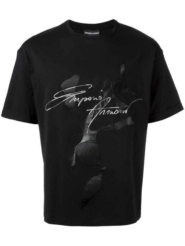 Emporio Armani Signature Print T-shirt, Men's, Size: Xxl, Black, Cotton