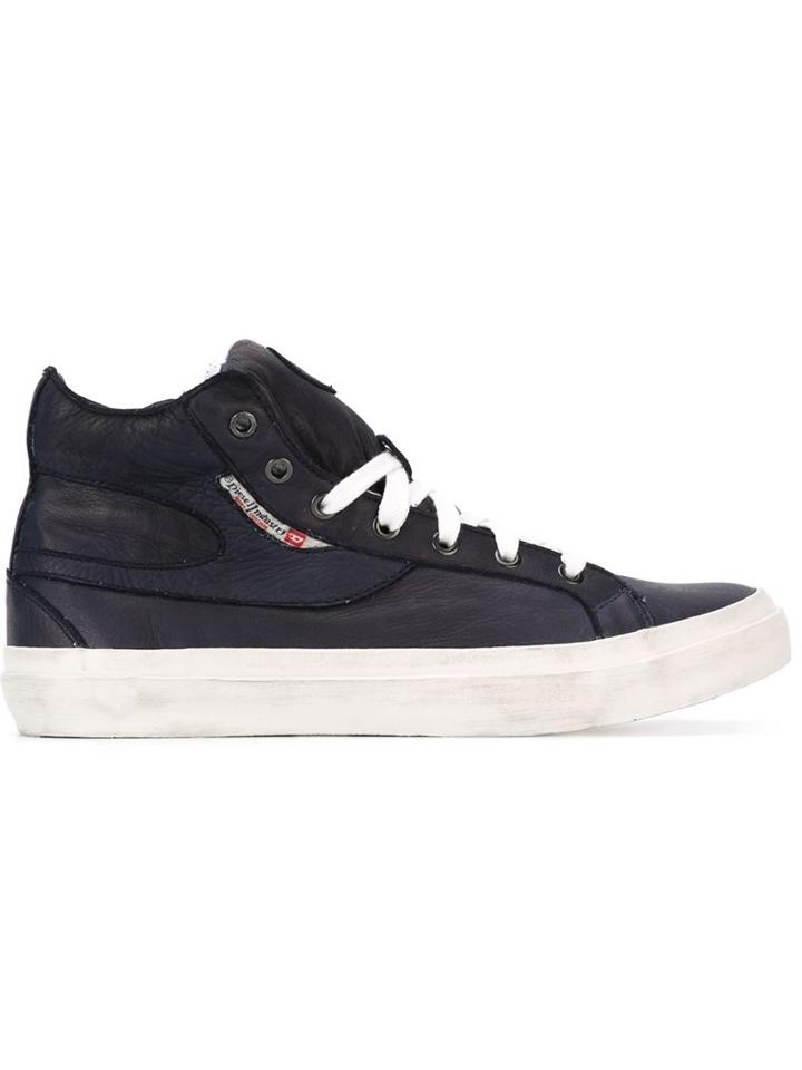 Diesel Hi-top Sneakers, Men's, Size: 43, Blue, Calf Leather/rubber